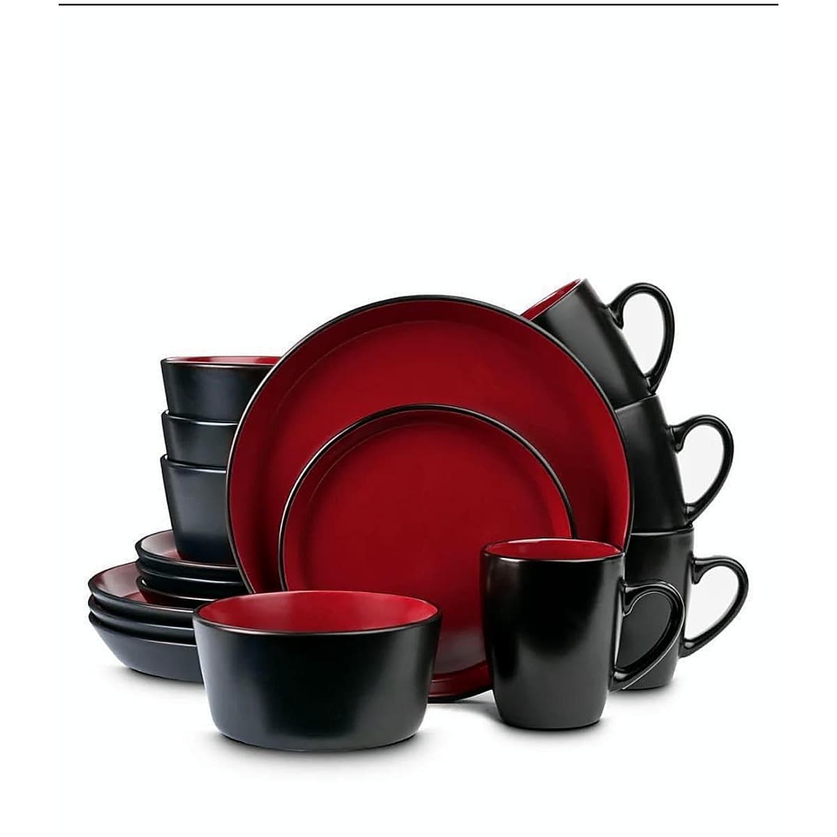 Black and Red Dinnerware Set
