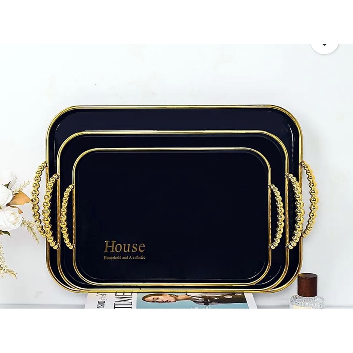 Black Serving Tray Set