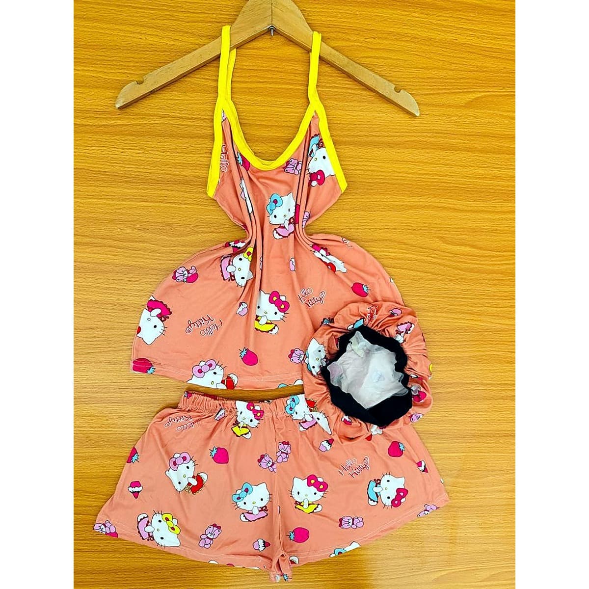 Orange Cartoon Camisole Nightwear Set