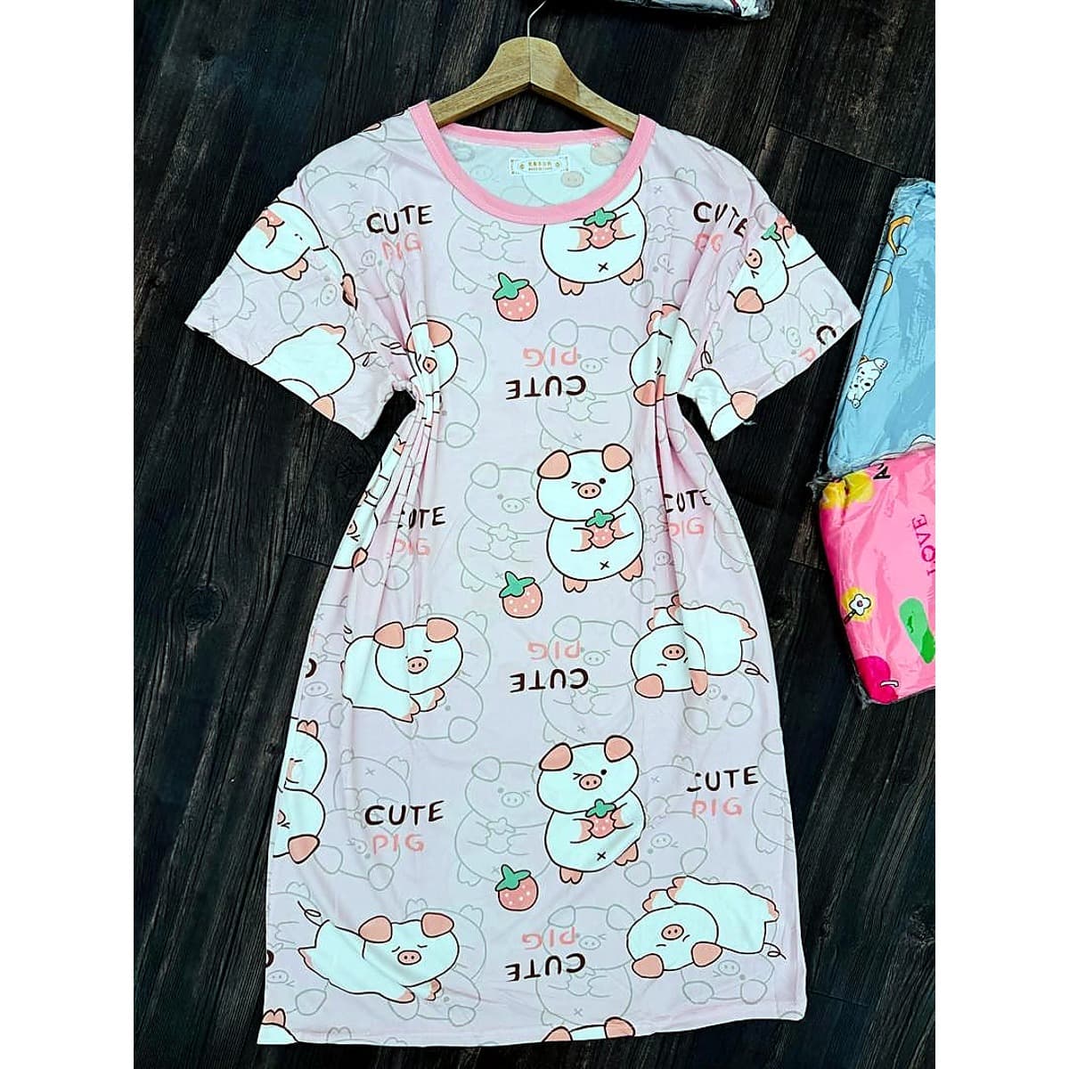 Pink Cute Pig Night Dress / Lounge Dress