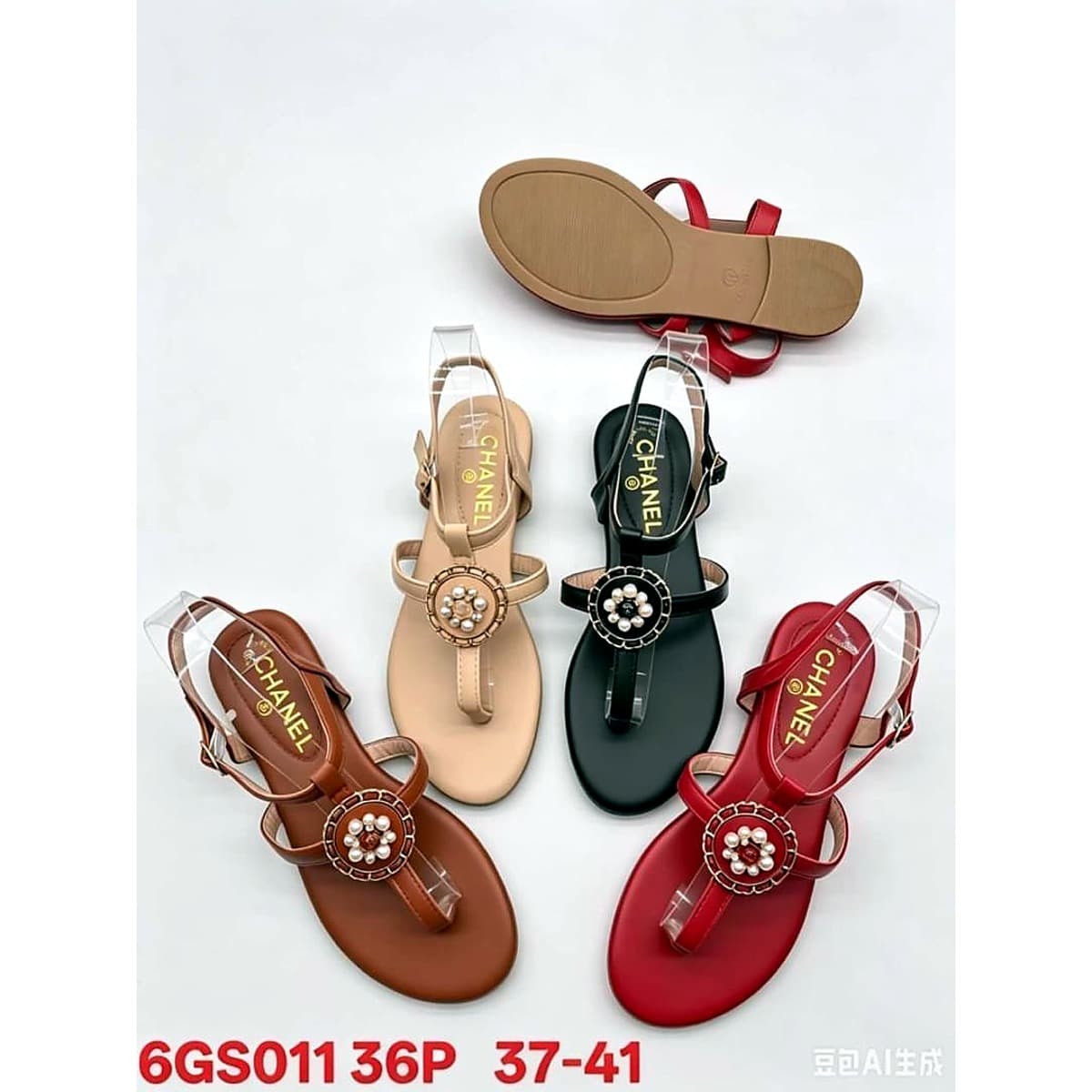 Ladies Flat Sandals with Jewel Detail