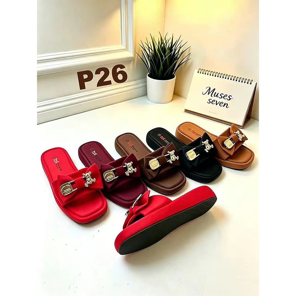 Ladies Padded Slide Slippers